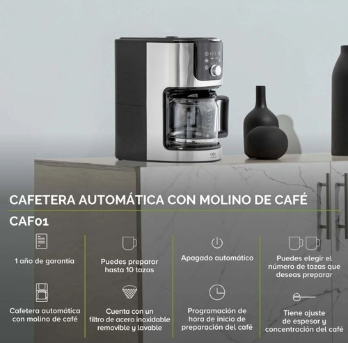 Cafetera Con Molino Integrado Avera
