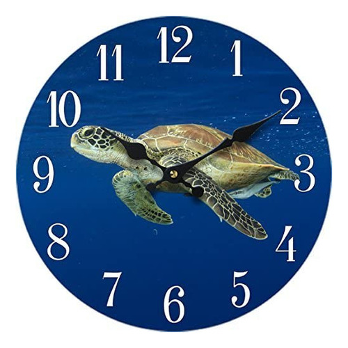 Sea Creations - Reloj De Pared De Madera De Tortuga De 13.0.