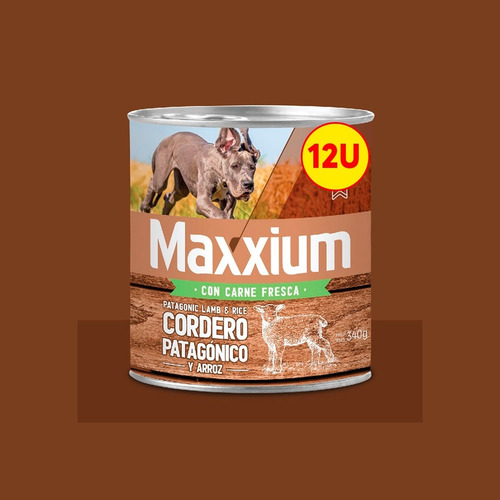 Alimento Maxxium Dog Cordero Y Arroz Lata X 340gr X 12 Unid.