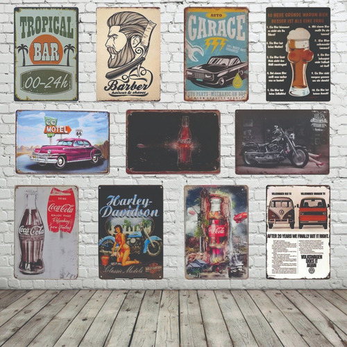 Imagen 9 de 10 de 10 Placas Vintage Retro Coca Cola Carros Motos Antiguedades