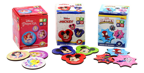 Combo Juegos Memoria Me Mo Disney Princesas Spidey Mickey