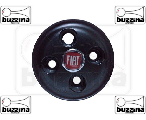 Imagem 3 de 7 de 4 Calota Miolo Tampa Strada Fiat Preto Fosco Roda De Ferro