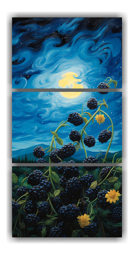 45x90cm Set 3 Lienzos Brillantes Blackberry Fruit Vince