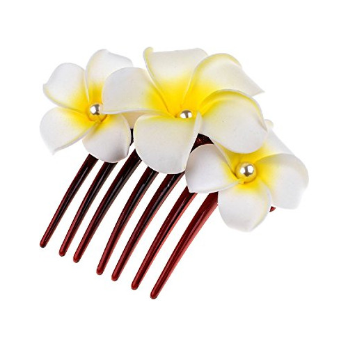 Love Sweety Hawaiian Plumeria Pearl Hair Clips Flower Pn9tp