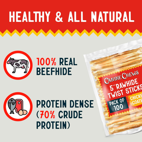 Canine Chews 5 Sticks Recubiertos De Pollo Paquete De 100 De