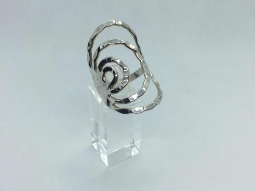 Anillo Onda Ondas Espiral Martillado Plata 925 Ley