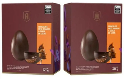 Dois Ovos Chocolate Meio Amargo Havanna Recheio Doce De Leit