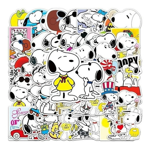 Imagen 5 de 7 de Snoopy - Set De 50 Stickers / Calcomanias / Pegatinas