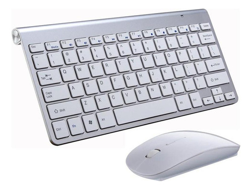 Teclado Plano Y Silencioso Multimedia Inalámbrico De Plata