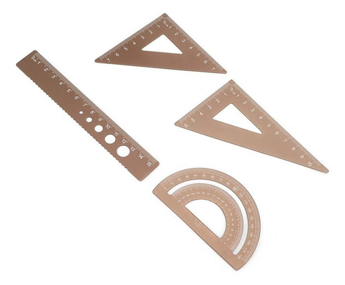 Para Juego De Geometría De Metal 4 Piezas Regla Escala