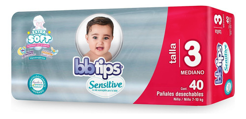 Pañales Bbtips Sensitive Etapa 3 Unisex M