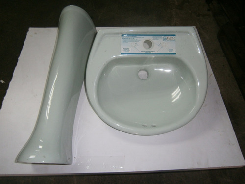 Lavamanos De Color Verde Con Pedestal Nuevo