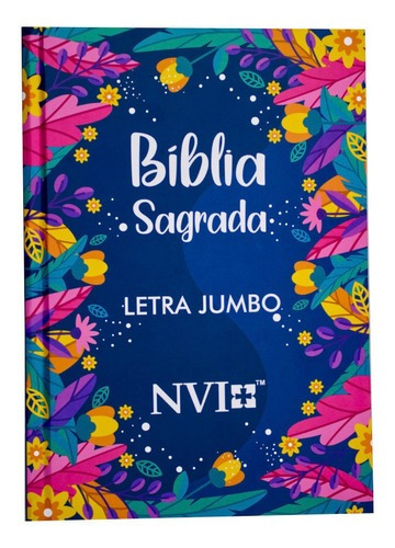 Bíblia Sagrada Feminina Nvi Letra Jumbo Capa Dura Folhagens Azul