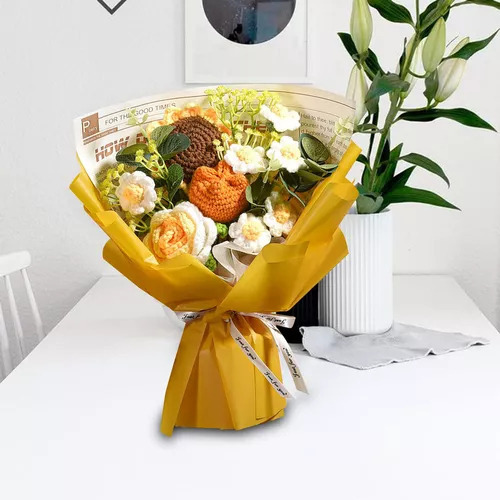 Ramo De Girasoles Eterno Hecho A Mano A Ganchillo
