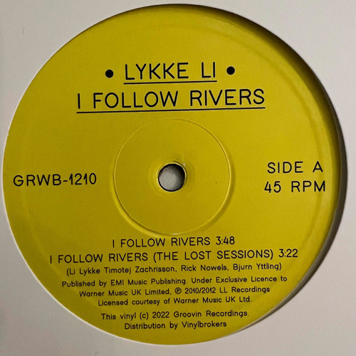 Lykke Li - I Follow Rivers - 12'' Single Vinil Novo