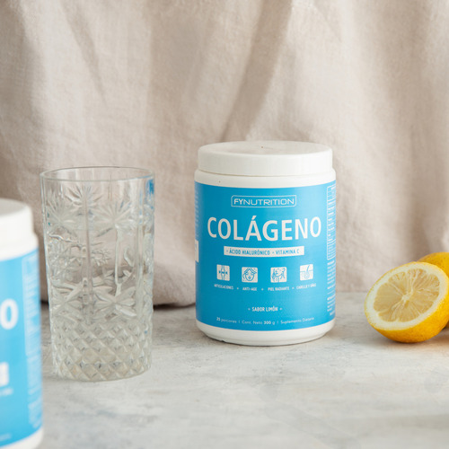 Colágeno Hidrolizado Fynutrition con Ácido Hialurónico y Vitamina C en pote de 360gr - Sabor Limón