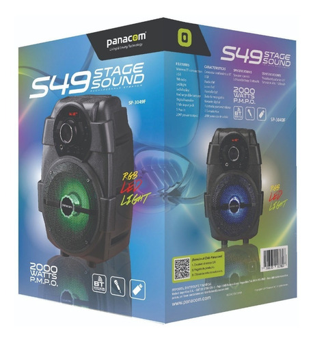 Parlante Portatil Panacom Sp-3049f Luz Bluetooth Radio