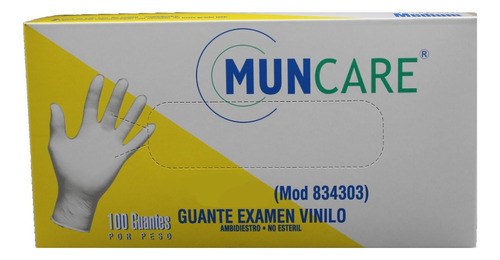 Guante Examen Vinilo Muncare Talla M Caja X 100 Unidades.