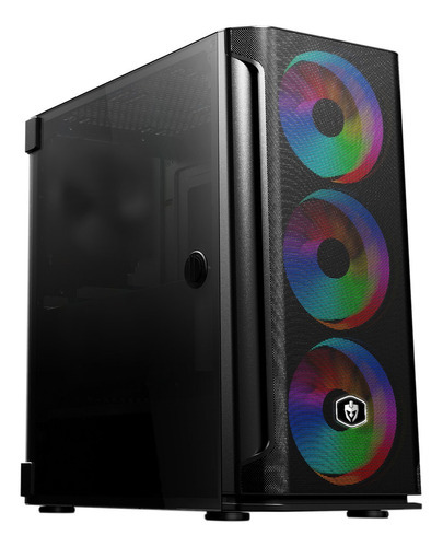 Gabinete Gamer Eg-812 Evolut Mesh Com 3 Cooler Rgb Led Cor Preto