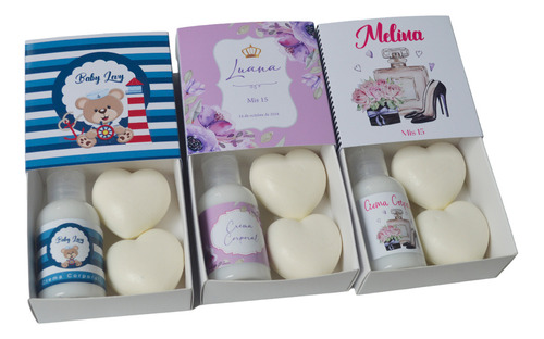 20 Cajas Personalizadas Con Crema Y Jabón Corazón Souvenirs