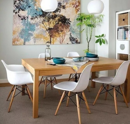 Sillas Eames Blancas Moderna Base Madera Pack X6 - Cuotas