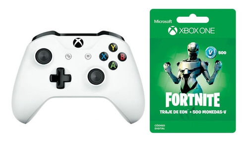 Control Xbox One Blanco Fortnite Traje Eon + 50 Pavos 