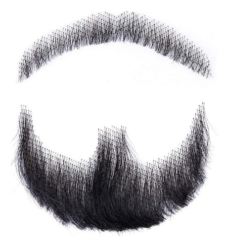 Barba Y Bigote Negro De Cabello Humano Para Disfraz