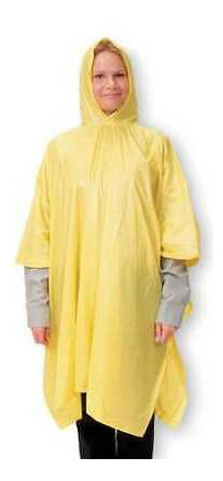 Condor 1ejy3 Rain Poncho With Hood, Pvc Nylon, Yellow