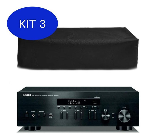 Kit 3 Capa Receiver Yamah R-n303 Impermeável Flanelado Preto