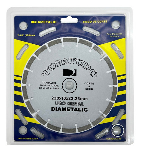 Disco De Corte Diamantado Segmentado 230mm 9 Polegadas Cor Cinza