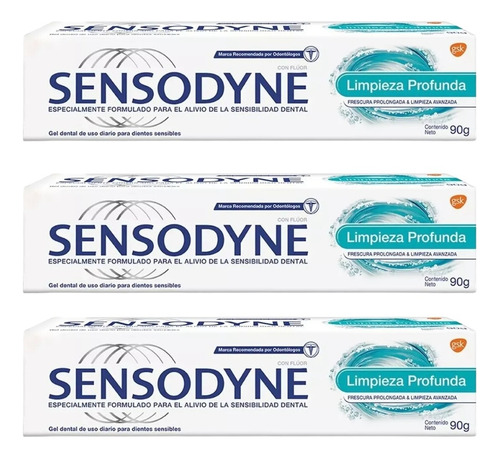 3un Sensodyne Gel Limpieza Profunda X 90