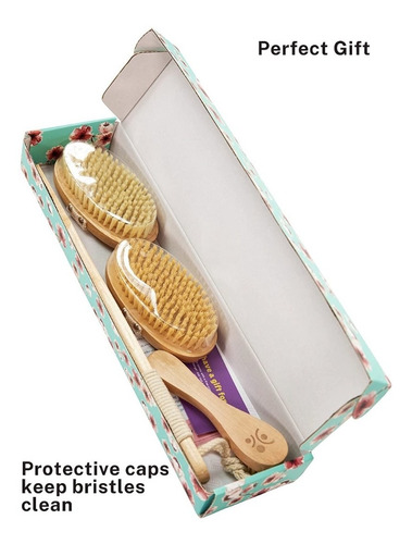Imagen 3 de 9 de Set Cepillos Masaje Corporal Baño Cerdas Agave 100% Natural