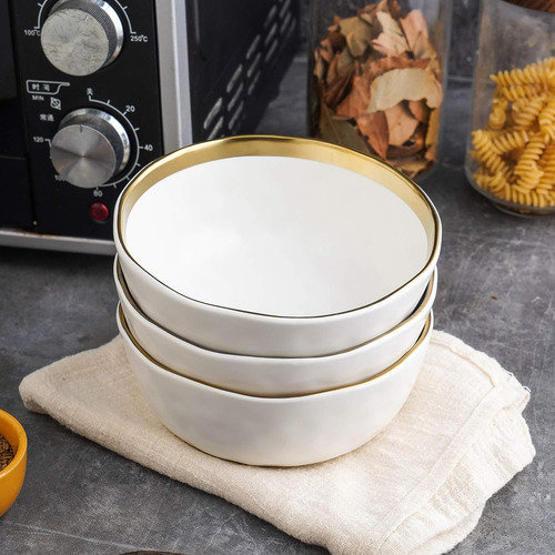 Vajilla De Porcelana 16 Piezas Servicio 4 Blanco Dorado