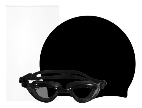 Set Natacion Goggle Panter Y Gorra Gx60 Color Negro Escualo Diseño de la tela Liso Talla unitalla