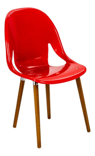 Silla Nina Wood Patas Madera Diseño Eames Sillas Baires4 Estructura De La Silla Patas De Madera Asiento Asiento Plástico Rojo Diseño De La Tela No Tiene Tela