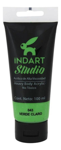 Pintura Acrilica Alta Viscosidad Indart Studio 100ml Colores Color Verde claro