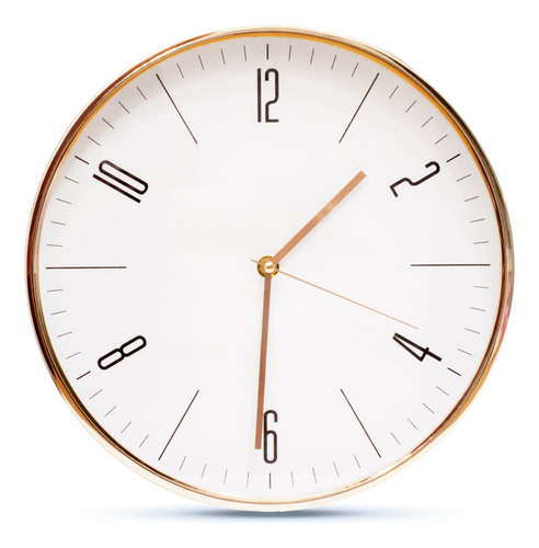 Imagen 2 de 2 de Reloj De Pared Marco Dorado Minimalista