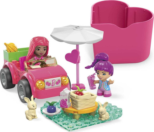 Mega Barbie Color Reveal Building Toy Car Playset, Convertib