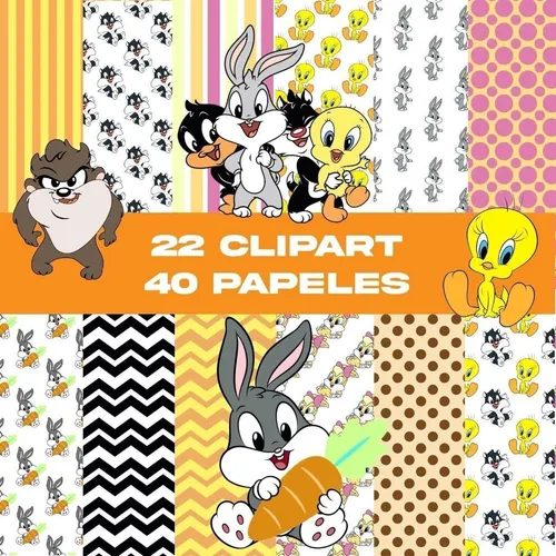 Kit Digital Looney Tunes Baby Clipart Png + Papel Digital
