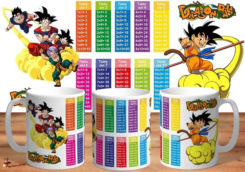 Taza Tablas De Multiplicar Dragon Ball Anime Matematicas