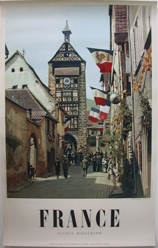 Alsacia Francia - Afiche Turismo Año 1960 - Lámina 45x30 Cm.