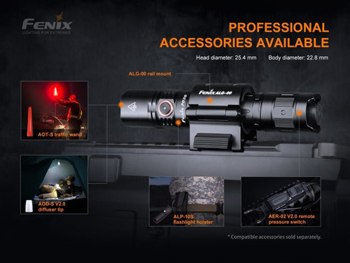 Imagen 6 de 10 de Linterna Tactica Led Fenix Pd35 V3.0 1700 Lumens 360 Mts