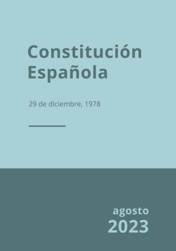 Libro: Constitución Española: 29 De Diciembre, 1978 (spanish