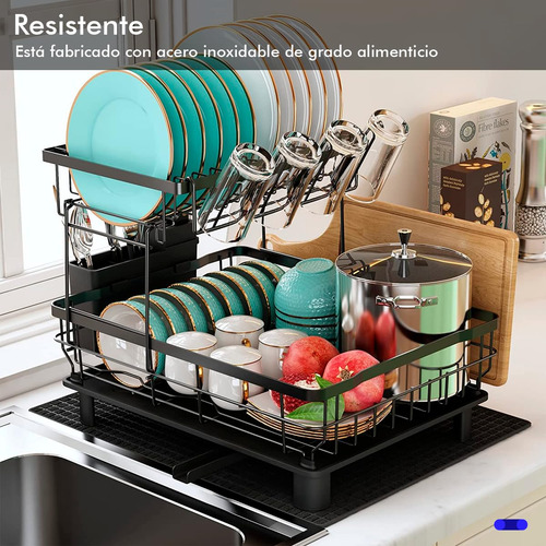 Escurridor De Trastes Acero Inoxidable 2 Niveles Drenaje Aut