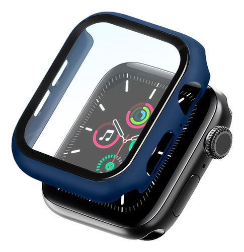 Capa Case Bumper Para Applewatch Com Pelicula 38/40/42/44 Cor Azul Cobalto