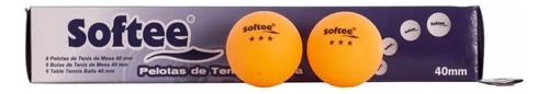 Pelota Ping Pong Softee X6 3 Estrellas Naranja