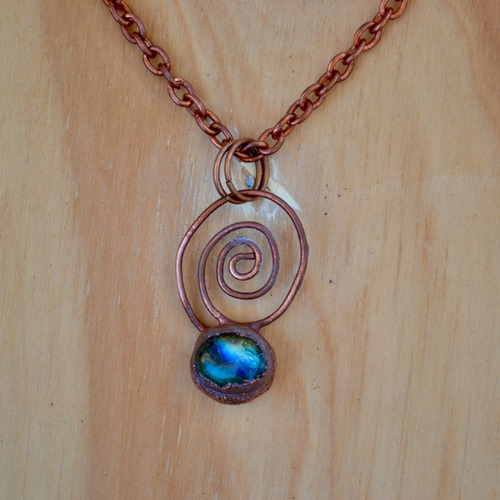 Collar Espiral Piedra Preciosa Labradorita, Cobre, Cod1