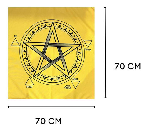 Toalha Tecido Jogo De Cartas Pentagrama 70 X 70 Cm Amarela
