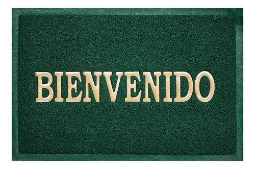Tapete Welcome De Bienvenida Pvc Con Relace 38 X 58 7041 Ancho 38 Cm Color Verde Diseño De La Tela Fibra Largo 58 Cm