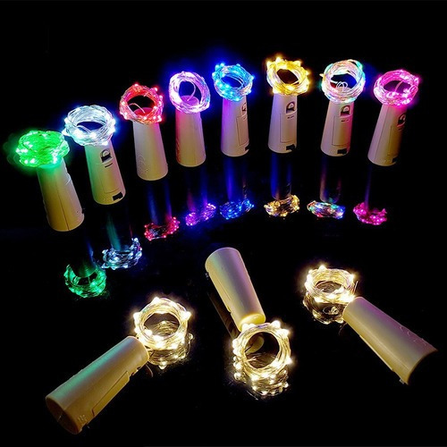 . Decoración De Botella De Corcho Con Luz Led Blanca Fría